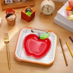 Back To School Apple Lined Paper Shaped Disposable Tableware Paper Plates