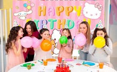 Hello Kitty Party Decorations Sanrio Cute Birthday Supplies for Girls Backdrop