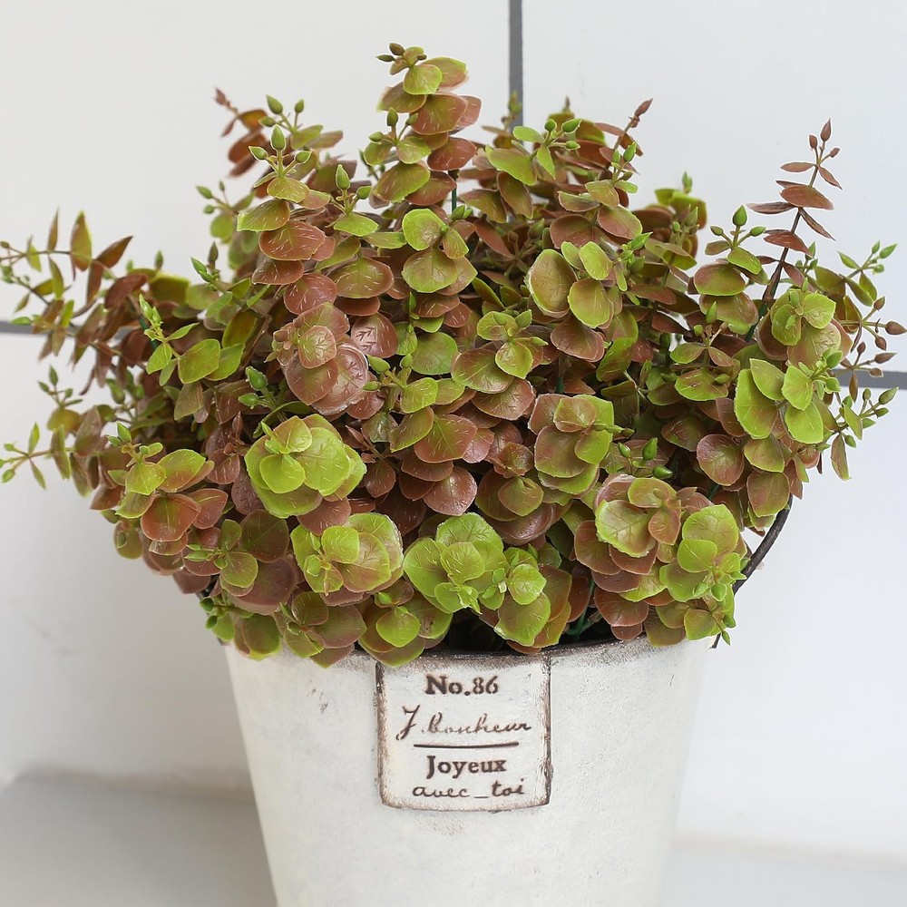 alyptus Artificial Fall Leaves Plant – 8PCS Outdoor Fake Greenery