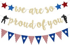 Military Going Away Party Decorations for Gold Glitter We are So Proud glod
