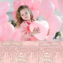 41Pcs Rose Gold Birthday Party Decorations – Pink Rose Gold Theme Supplies – Inc