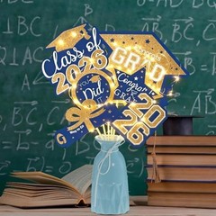 Graduation Decorations Class of 2026-30pcs Blue and Gold Graduation Table Center