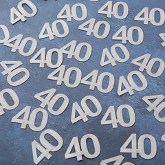 Number 40 Silver Glitter Confetti 40th Happy Birthday Anniversary Table Decor