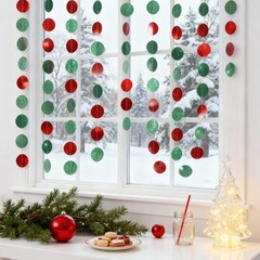 8 Pcs Total of 105 ft Christmas Red and Green Circle Dot Banners Christmas Gl…
