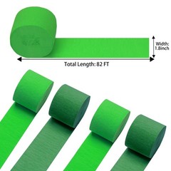 4 Rolls Light Dark Green Crepe Paper Streamers 328FT Party 1.8inx82ft