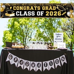 Black and Gold Graduation Decorations 2026 Banner Graduation Yard Signs Class of
