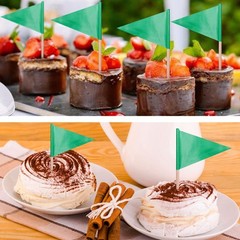 Solid Green Cupcake Toppers Flags Mini Small Plain Green Triangle Toothpick Stic