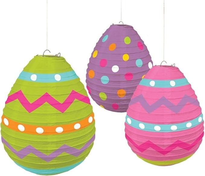 Amscan Egg Shaped Paper Lanterns, 3 pieces