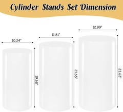 JALANCY 3PCS Metal Cylinder Pedestal Stands for Party White Round Dessert Tables