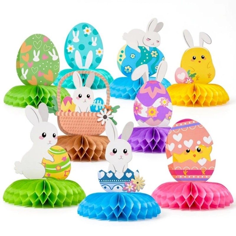 Pack of 9 Pre Assembled Rabbit Honeycomb Decoration Easy Setups Party Supplies
