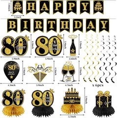 42PCS 80Th Birthday Decoration Kit for Men Women, Black Gold Happy 80Th Bday Ban