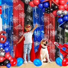 Spider Web Birthday Decorations, 2 Pack Spider Party Supplies 3.3×6.6ft Tinse…
