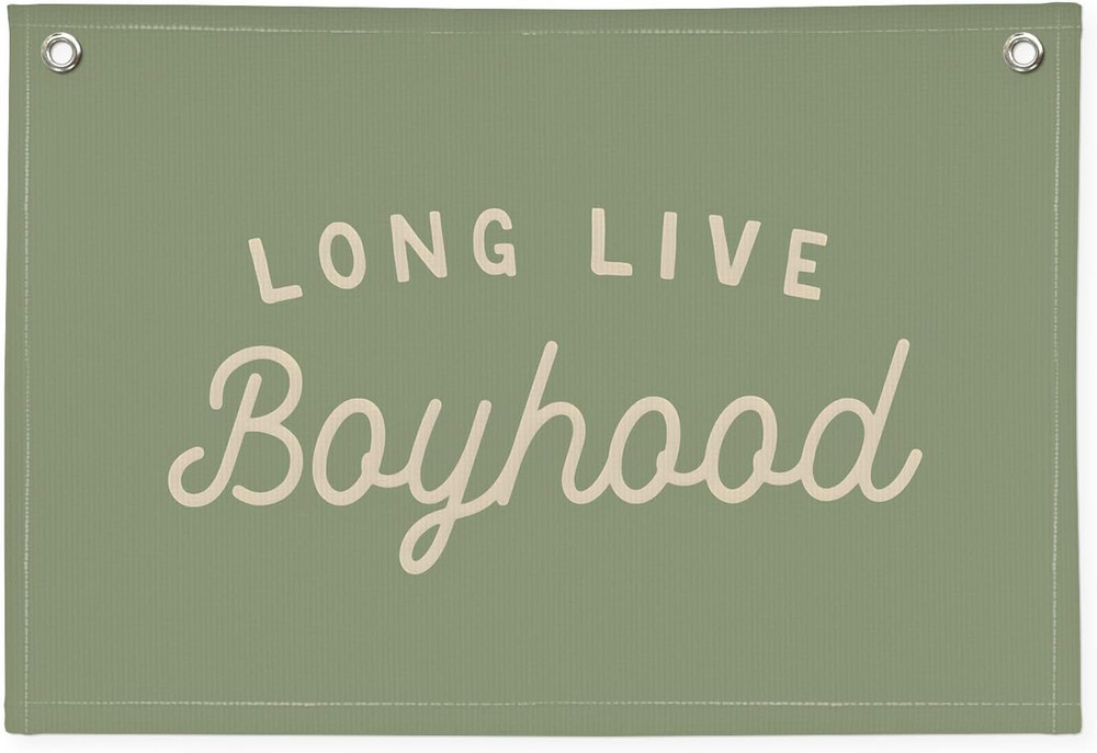 Long Live Boyhood Boys Room Decor, Sage Green Nursery Playroom Toddler Boy Linen