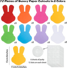 72Pcs Bunny Rabbit Cutouts Paper Bunnies 6 Inch Bunny Shaped Card Cut Outs Large