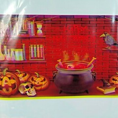 HALLOWEEN Scene Setter Spooky cauldron 42″ x 72″ wall decor mural dark magic