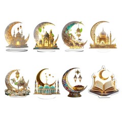 Ramadan Festival 2D Acrylic Moon Castle Craft Ornament Muslim Home Party Gifts