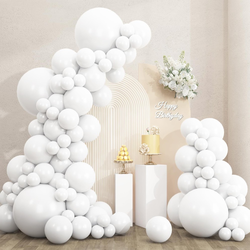 135pcs White Balloons Different Sizes 18 12 10 5 Inch for Garland Arch, Latex…