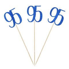 12 PCS Blue Glitter 95th Birthday Centerpiece Sticks Number 95 Table Decor