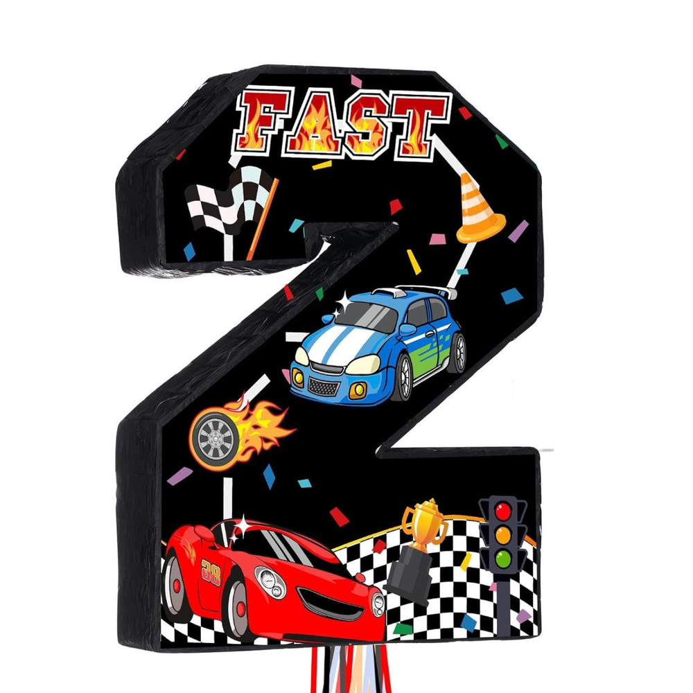Race Car Number 2 Piñata 16” Second Birthday Party Decoration Fast Theme Kids