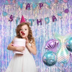 Iridescent Party Streamers Backdrop – Greatril Neon Transparent Holographic
