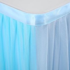 Tulle Table Skirt Blue Tutu Striped Table Skirts for Rectangle Tables Baby