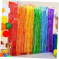 Rainbow Party Decorations, 2 Pack 3.3×6.6ft Cartoon Birthday 2 PACK