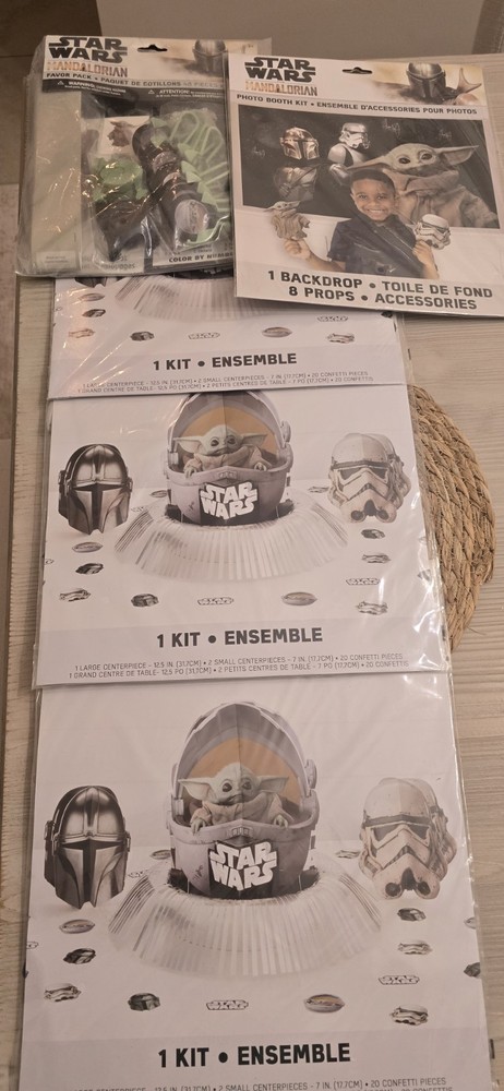 Star Wars Mandalorian Party Kit 3 Table Kits, One Favor Pack 48 Pieces, And…