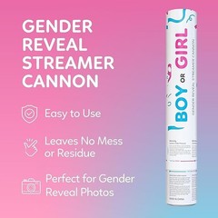 Gender Reveal Streamer Cannon,3 Blue and 3 Pink ,Multicolor Streamer,Baby Shower