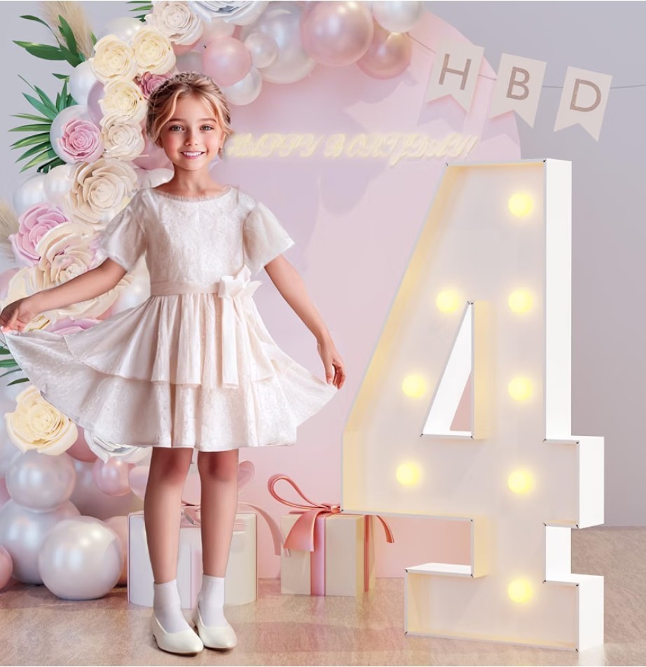 3FT Light Up Numbers, Marquee Numbers 4 for Birthday or Anniversary Party