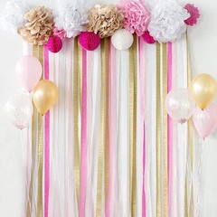12Pcs Crepe Paper Streamers Assorted Color Birthday Party Decorations Reusable