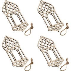 Decorative Wooden Hanging Ornaments Set of 4 for Indoor and Outdoor Spaces