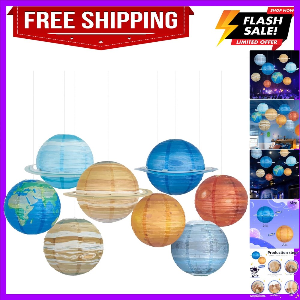 8 PCS Planet Paper Outer Space Party Decorations Solar System Planets Hanging…