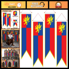 4 ft Medieval Fantasy Pull-Down Banner – Lion Design Party Decor, Castle Theme,