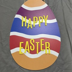 Happy Easter Hanging Egg Sign Fiber Board Display Craft