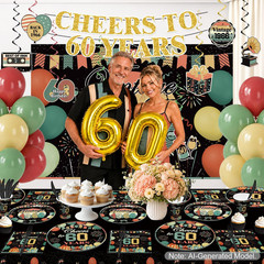 221Pcs 60Th Birthday Decorations for Men Women, All-In-One Vintage 1966 Party Su