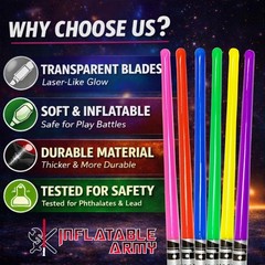 12-Pack Inflatable Lightsabers – 2 Pink, Red, Yellow, Green, Blue, Purple – Part