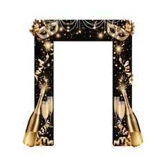 3PCS Masquerade Party Door Decorations Porch Banner Retro Gold Black Mask Car…