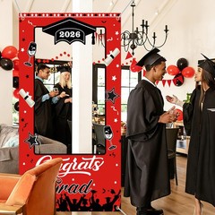 Graduation Decorations Class of 2026 Party Photo Booth Prop Red