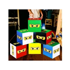 6Pcs Large Ninja Warrior Party Boxes for Ninja Theme Birthday Decor Cake Favors