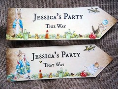 4 Personalised Rabbits and Woodland Characters Party Decoration Arrows
