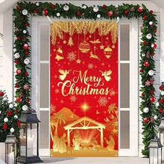Nativity Christmas Door Cover, Christmas Door Decorations Door Banner Porch S…
