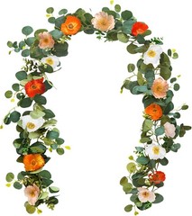 5.74 FT Artificial Poppies Flower Garland, Floral Garland Greenery Vines with