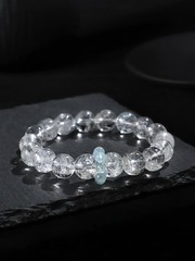 Natural White Asai Aquamarine Bead Bracelet Snowflake Design Women Fashion
