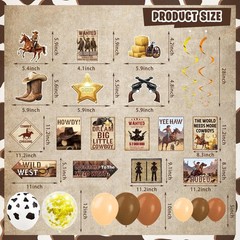 Western Party Decorations, 126 Pcs Wild West Cowboy Rodeo Bday Party Decor Su…