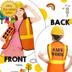 108 Pcs Kids Construction Vest Bulk Kids Worker Costumes Party Supplies Includin