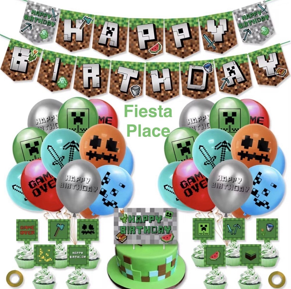Minecraft Birthday Party Supplies,52Pcs Minecraft Decorations Banners