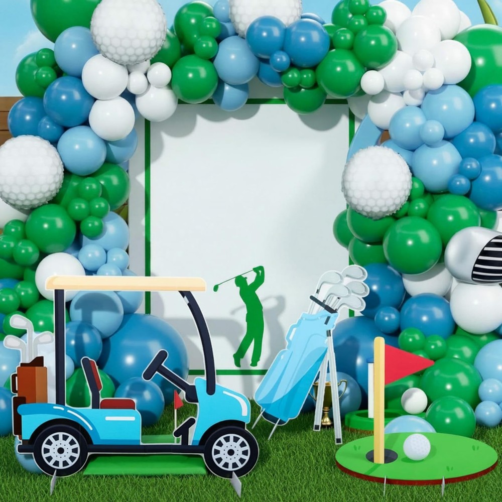 3 PCS Large Golf Birthday Party Decorations Kit Hole In One Photo Booth Props