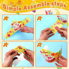 144 PCS Birthday Crowns for Kids Classroom Include 36 Colorful Birthday Paper Ha