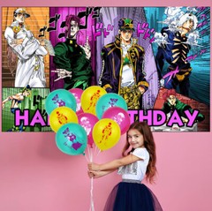 JoJo’s Bizarre Adventure Party Decorations Set Balloons Cake Toppers Banner