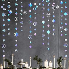 Clearance 52Ft Winter Wonderland Party Decoration Iridescent Snowflake Garlan…